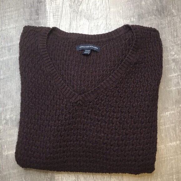 AMERICAN EAGLE OUTFITTERS AE Burgundy Red Knit Wool Sweater Women’s Small - Picture 4 of 8